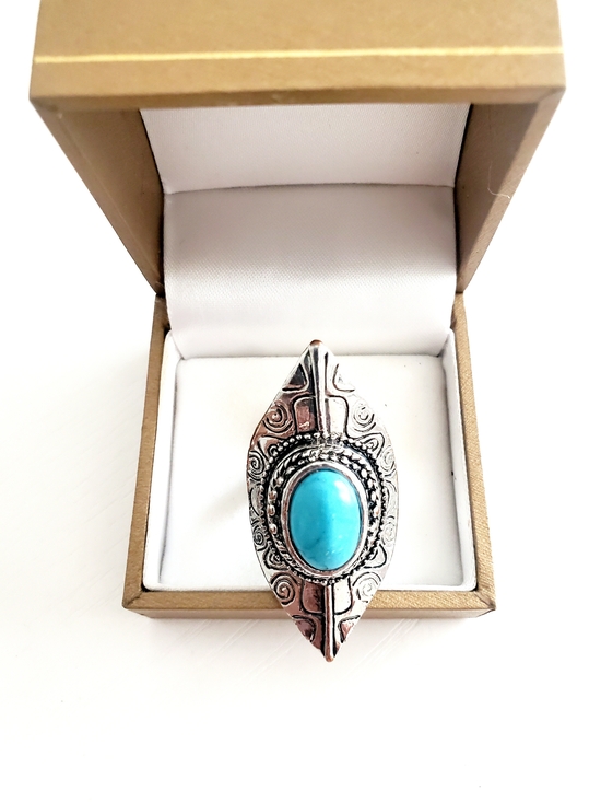 Jewelry - Silver Bohemian Turquoise Statement Ring - Women Jewelry
